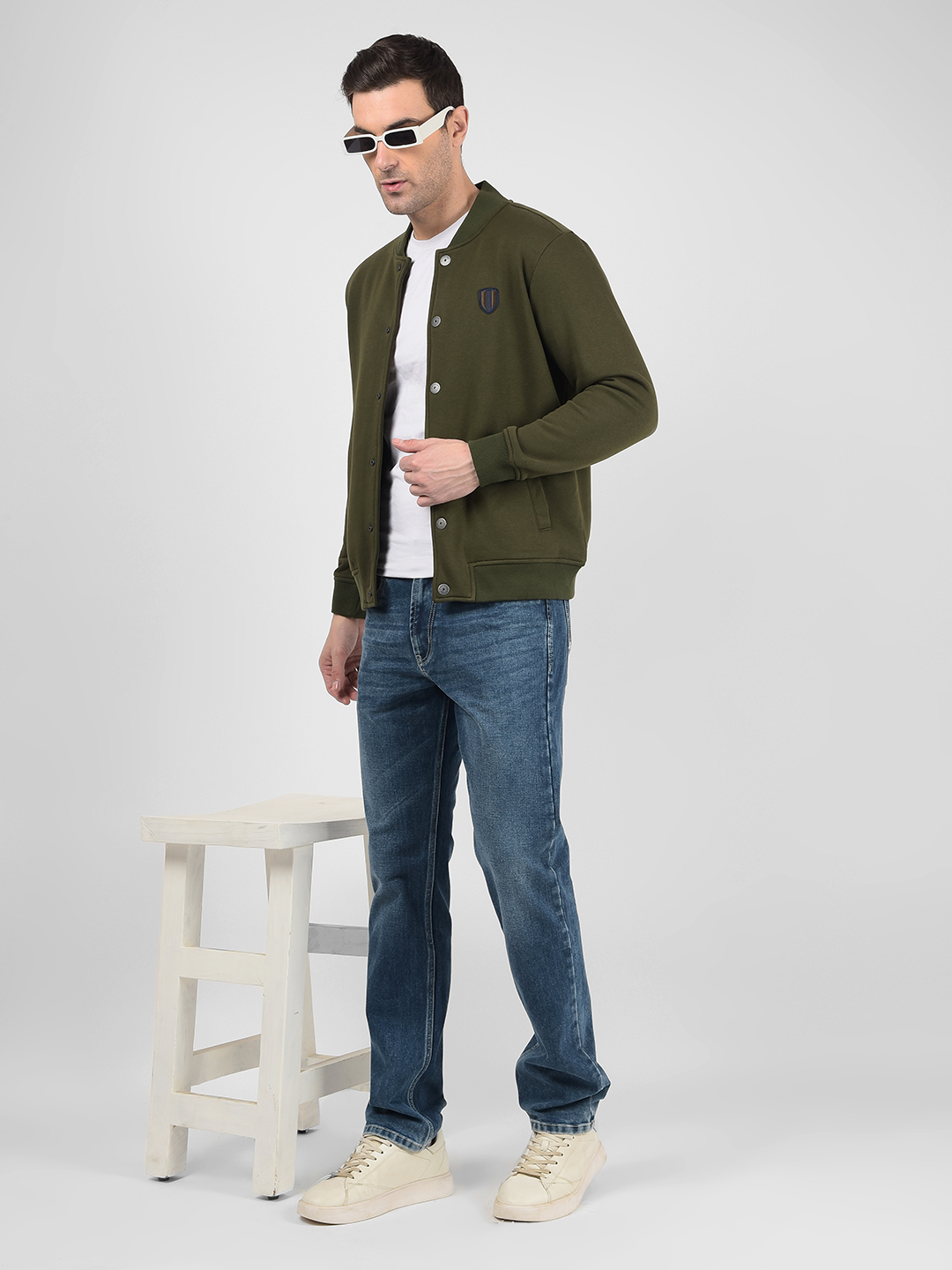 Numero Uno Men Green Mock Neck Regular Fit Sweatshirt